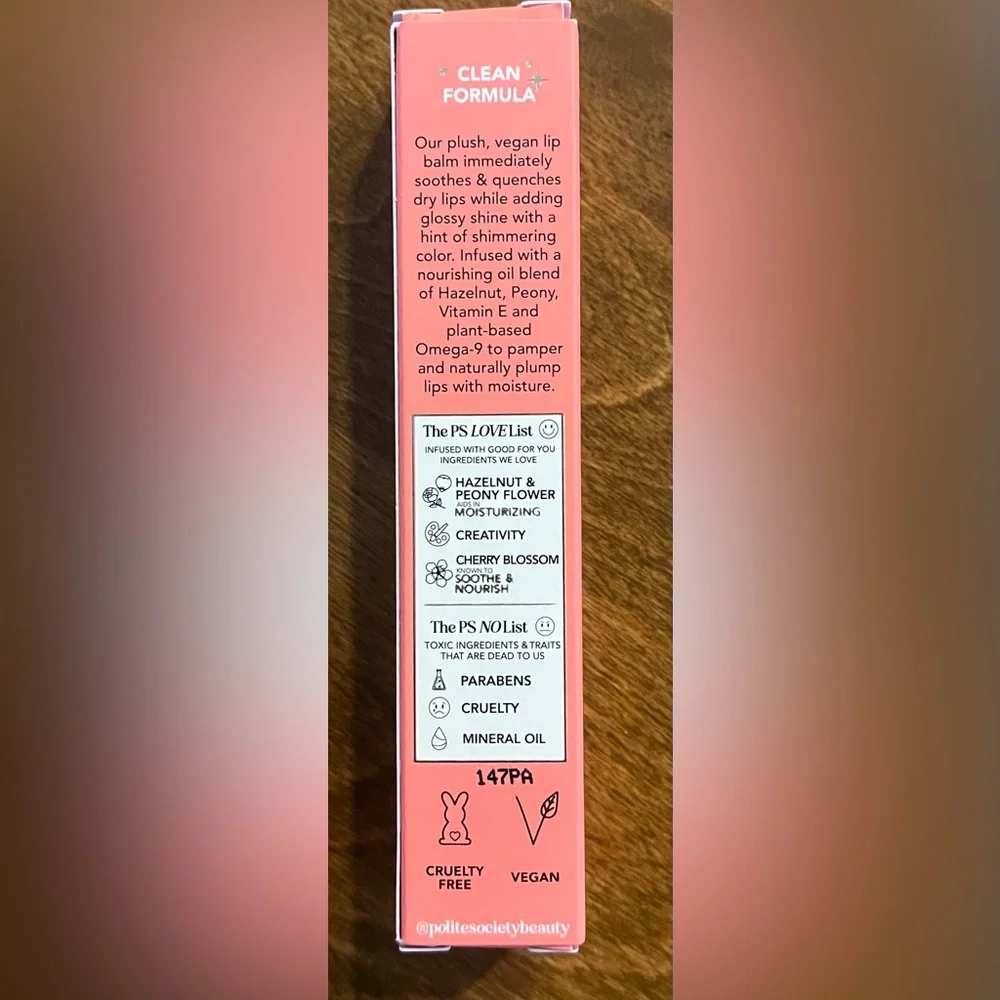 🌻 Polite Society Polite Pout Lip Gloss - Peach Bellini Full Size NEW in Box